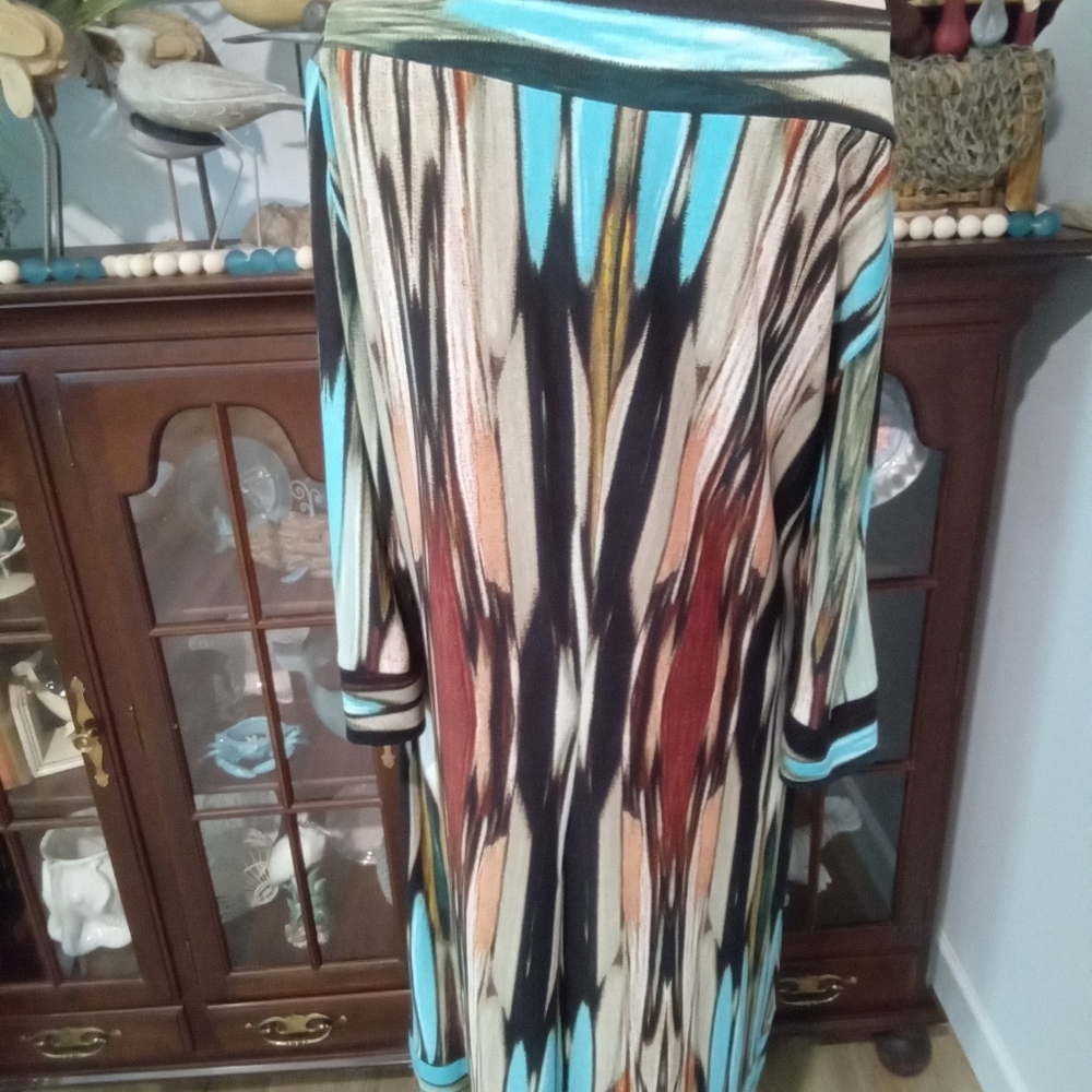 Donna Morgan Size 12 Beautiful Multicolor Sheath Midi Dress - Picture 5 of 8